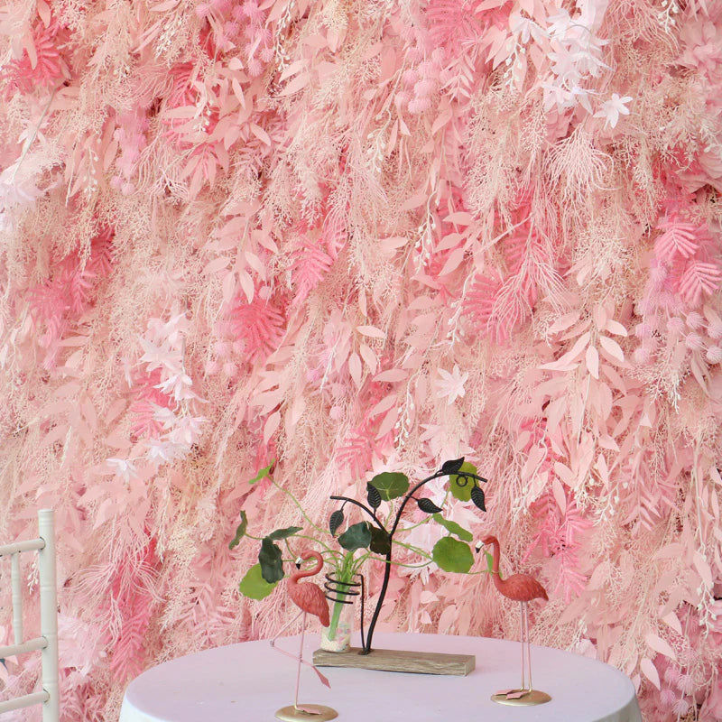 Pink Misty Grass Flower Wall